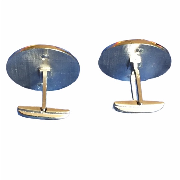 Tie Clip and Cuff Links Set Vintage Brushed Silver Tone - Picture 8 of 10